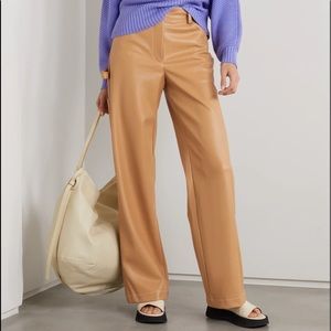 STAUD Full Length Vegan Leather Domino Pant in Camel